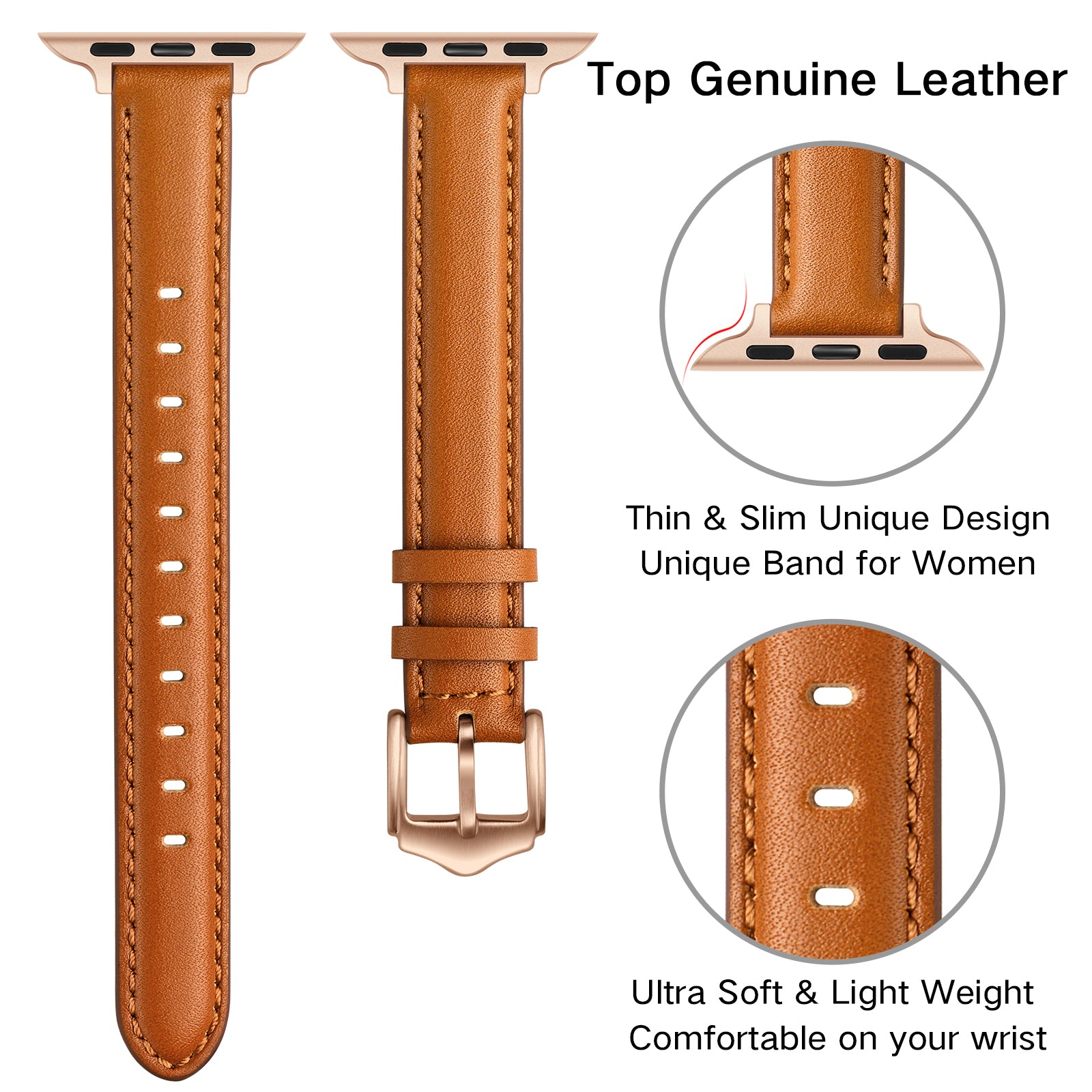 Genuine Leather Replacement Smart Watch Band Strap for Apple Watch Series 9 8 7 41mm SE (2023) SE(2022) SE 6 5 4 40mm 3 2 1 38mm Genuine Leather Replacement Smart Watch Band Strap for Apple Watch Series 9 8 7 41mm SE (2023) SE(2022) SE 6 5 4 40mm 3 2 1 38mm